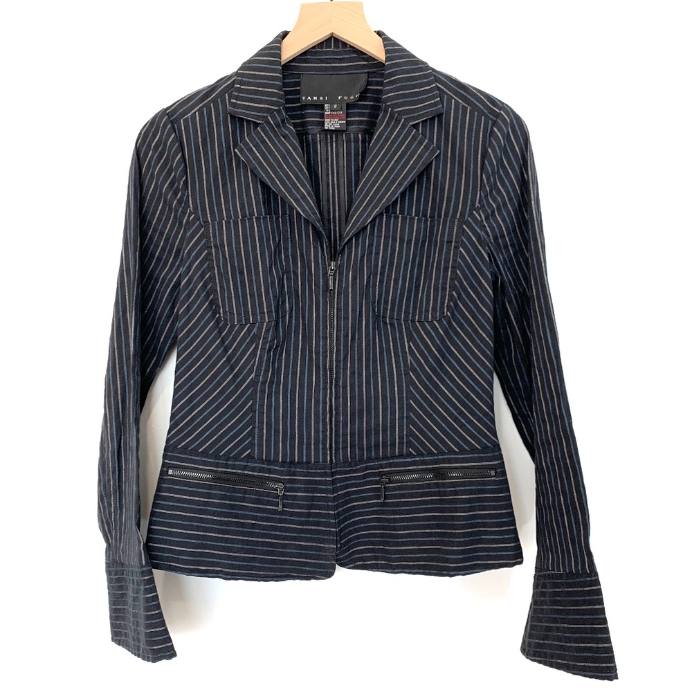 Yansi Fugel Vintage Black Striped Blazer